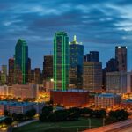 Image,Of,The,City,Of,Dallas,At,Dawn,Showing,Lights